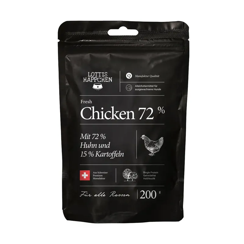 Ausverkauf Sparpaket 2 x 200 g Lottis Häppchen Fresh Chicken 72 % Hunde Trockenfutter